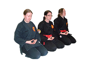 Students meditating during Mind Body Balance training